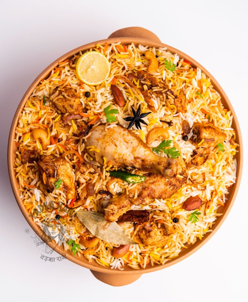 Cooked over dum, using an age old recipe, this biryani is full of flavour, and fragrance - if we could say, those who have tasted our biryani, can easily say, ab hyderabad yaan lucknow ki zaroorat nahin hai, tadka rani ki hi biryani best hai.